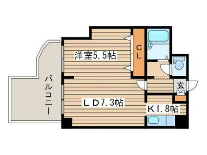 ハウスオブリザ平岸参番館(1LDK/2階)の間取り写真
