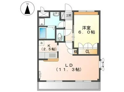 ボンヌ・シャンス(1LDK/2階)の間取り写真