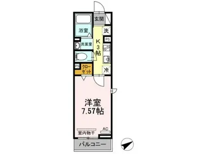 ウッドイン舳越(1K/2階)の間取り写真