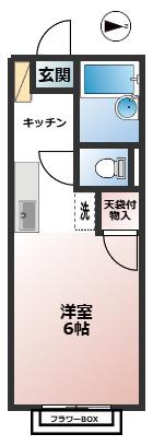 レインボーハイツ(1K/2階)の間取り写真