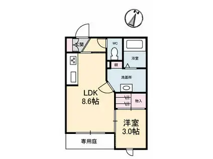 シャーメゾンウエストII(1LDK/1階)の間取り写真