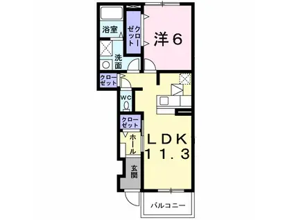 ミルト・ヴィラ B(1LDK/1階)の間取り写真