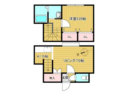 コンフォート平和(1LDK/2階)の間取り写真
