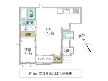 レーガベーネ千波 II A棟(1LDK/1階)の間取り写真