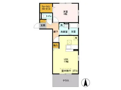 アルテシア雅II(1LDK/1階)の間取り写真