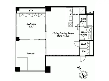 クイズ広尾(1LDK/5階)の間取り写真