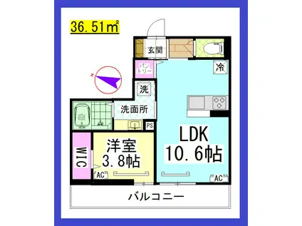 DL ラペーシュ湘南台(1LDK/2階)の間取り写真