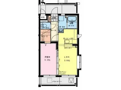 宮崎フェニックスマンション(1LDK/4階)の間取り写真