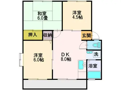 グランメールA棟(3DK/1階)の間取り写真