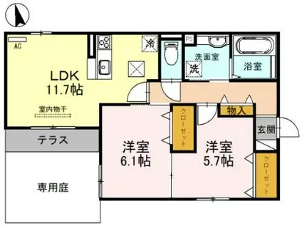 鶴見緑地公園FAMIT(2LDK/1階)の間取り写真