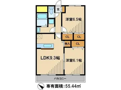 アネックス美華(2LDK/1階)の間取り写真