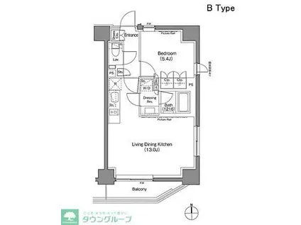 ザ・パークハビオ上野御徒町(1LDK/10階)の間取り写真
