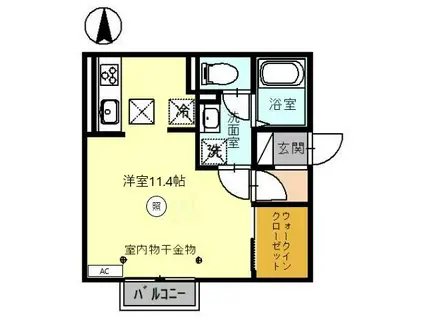 ポワロ II(ワンルーム/1階)の間取り写真