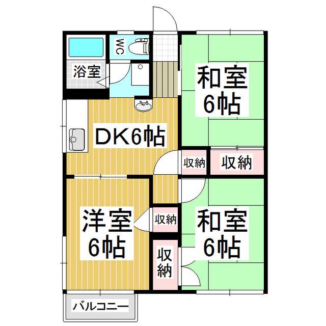 フォーブル太田C棟(3DK/2階)の間取り写真