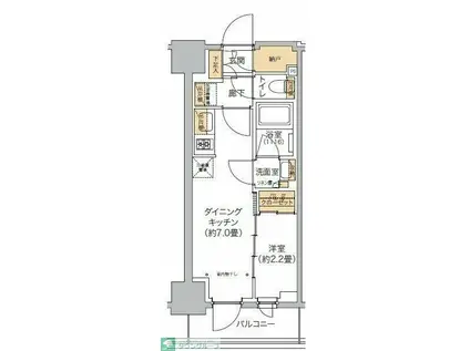 リビオメゾン西麻布(1DK/4階)の間取り写真