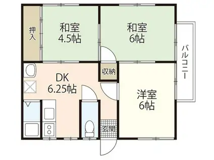 新宿荘(2DK/2階)の間取り写真