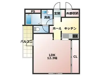 グランツコートジョン立花町(ワンルーム/3階)の間取り写真