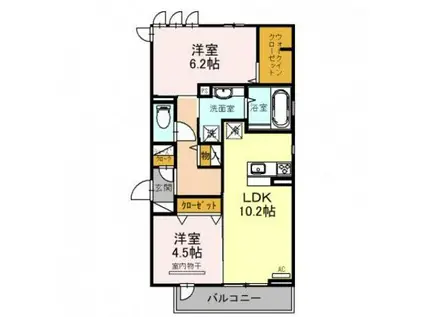 エスポワール老原(2LDK/2階)の間取り写真