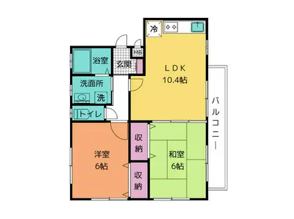 二枚橋コーポ(2LDK/1階)の間取り写真