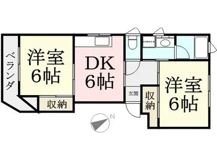 ハイライフ小川(2DK/2階)の間取り写真