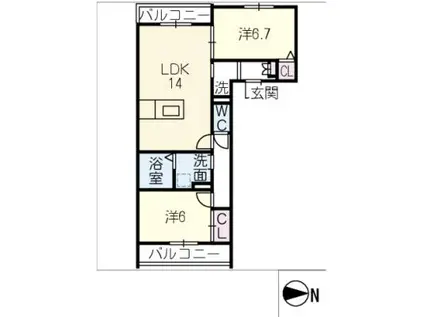 守山区守山三丁目計画A棟(2LDK/3階)の間取り写真