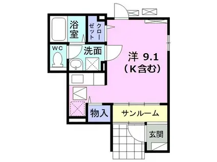 ソレアード ビビエンダ(ワンルーム/1階)の間取り写真