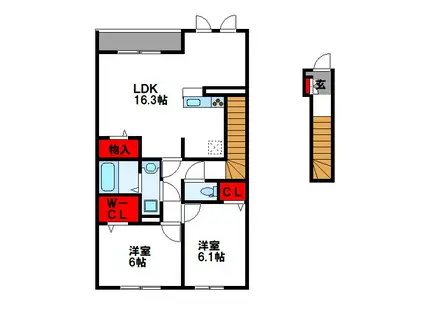 アン ボロンテ(2LDK/2階)の間取り写真