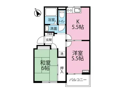 ジェルエープラザ(2K/2階)の間取り写真