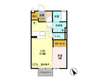 ユーメ・ハイム(1LDK/2階)の間取り写真