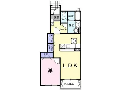 ヴィラ薫風 ニ番館(1LDK/1階)の間取り写真
