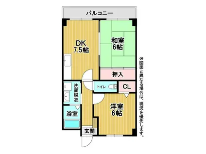 コーポレーション丸美(2DK/3階)の間取り写真