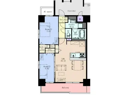 ストラーダ浅間(2LDK/6階)の間取り写真