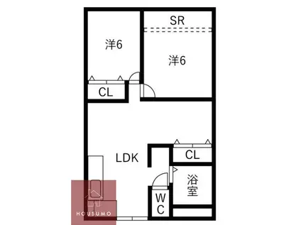 京橋第二コーポ(2LDK/1階)の間取り写真