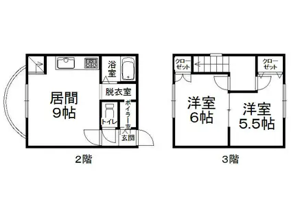 おしゃれブロック館DIG(2DK/2階)の間取り写真
