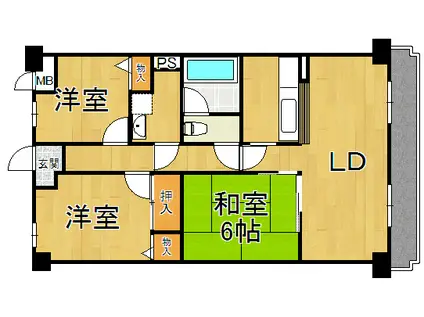 ロイヤルシャトー門戸(3LDK/5階)の間取り写真