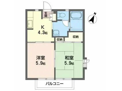 ディアスK(2K/2階)の間取り写真