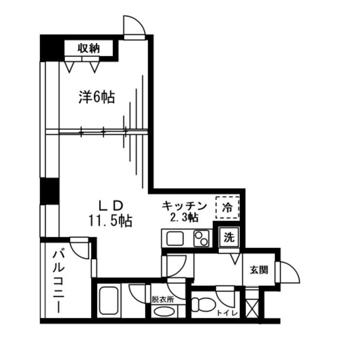 レジディアタワー麻布十番(1LDK/12階)の間取り写真