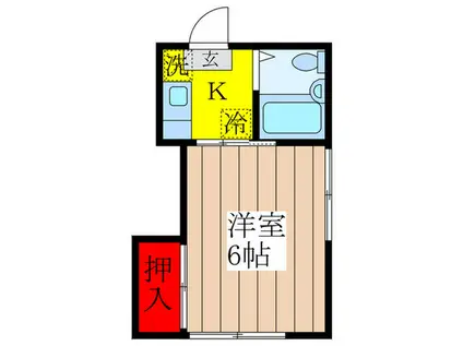 Kハイム(1K/1階)の間取り写真