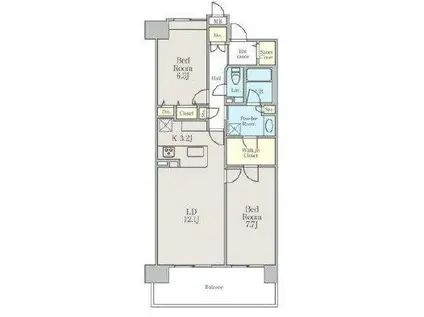 ロイヤルパークス花小金井(2LDK/10階)の間取り写真