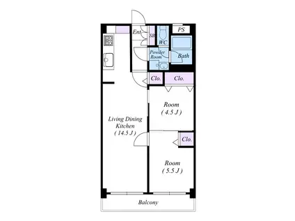 ハイネス浦安(2LDK/6階)の間取り写真