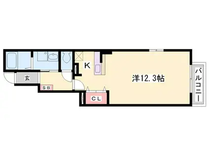 ソレイユ白浜北II(1K/1階)の間取り写真
