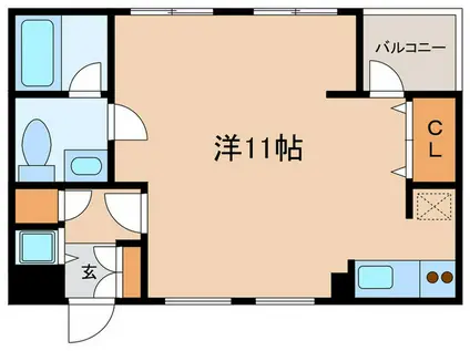 パティオ自由が丘(ワンルーム/1階)の間取り写真
