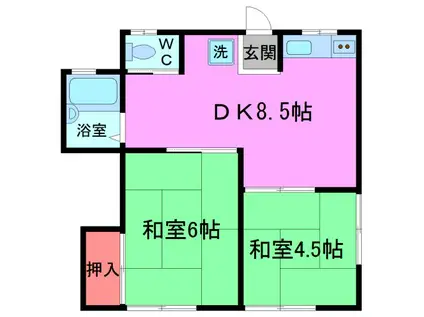 ハイツナカムラA(2DK/1階)の間取り写真