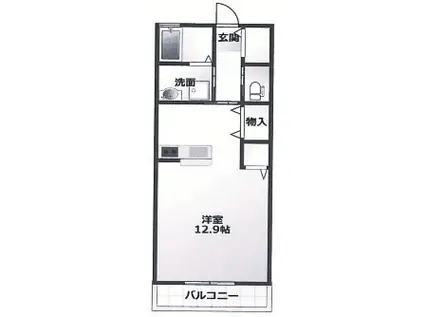 ウエスト魚住(ワンルーム/3階)の間取り写真