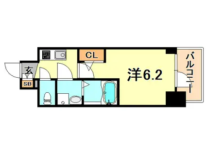 エスリード神戸グランドール(1K/11階)の間取り写真