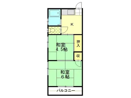 武蔵野コーポ(2K/2階)の間取り写真