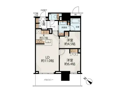 ブランズタワー豊洲(2LDK/41階)の間取り写真