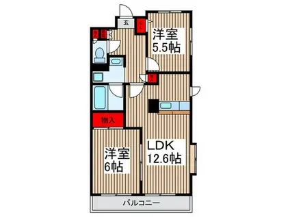 ディアプレイス(2LDK/5階)の間取り写真