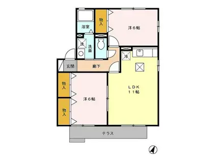 プリマベーラ(2LDK/1階)の間取り写真