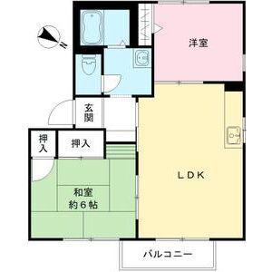 佐伯ハイツ(2LDK/2階)の間取り写真